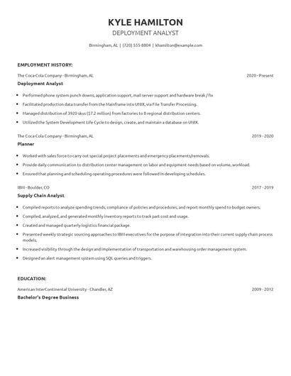 Deployment Analyst Resume