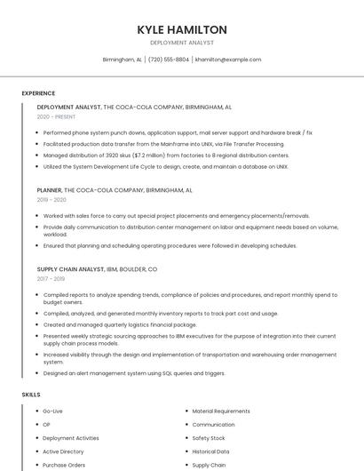 Deployment Analyst Resume