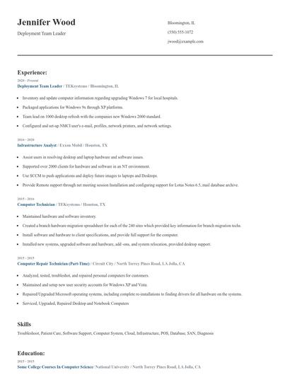 Deployment Team Leader Resume