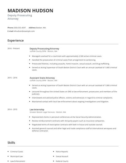 Deputy Prosecuting Attorney Resume