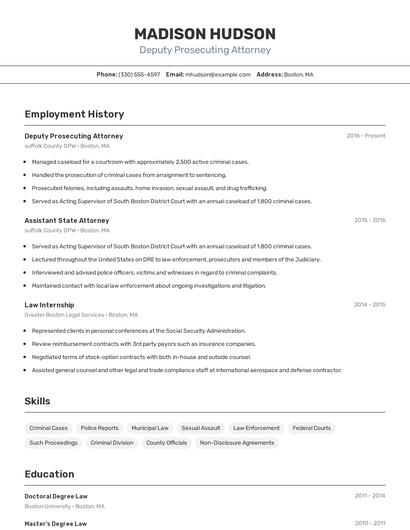 Deputy Prosecuting Attorney Resume