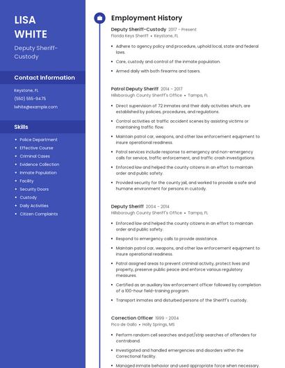 Deputy Sheriff-Custody Resume