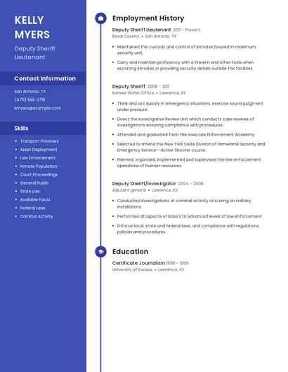 Deputy Sheriff Lieutenant Resume