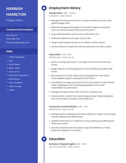 Design Editor Resume