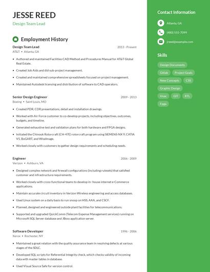 Design Team Lead Resume