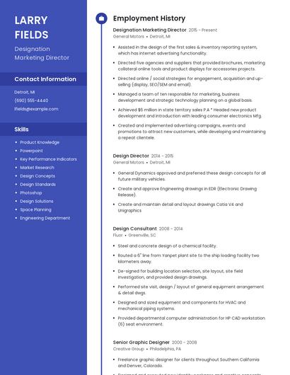 Designation Marketing Director Resume