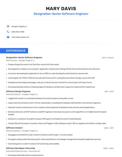 Designation-Senior Software Engineer Resume
