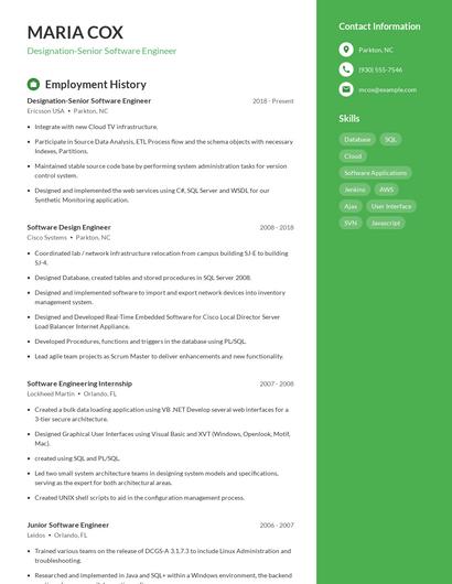 Designation-Senior Software Engineer Resume