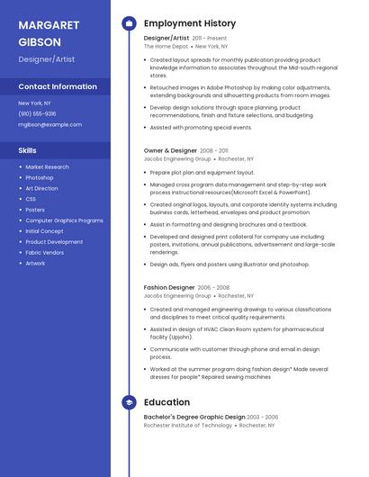 Designer/Artist Resume