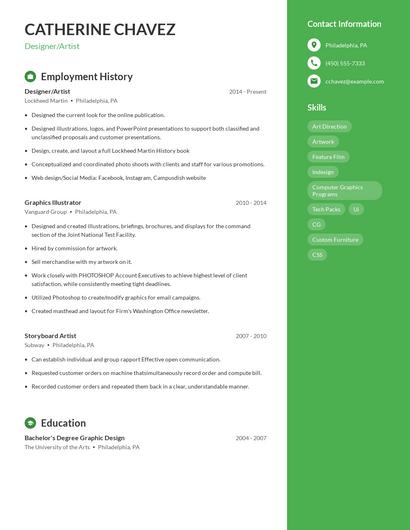Designer/Artist Resume
