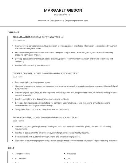 Designer/Artist Resume