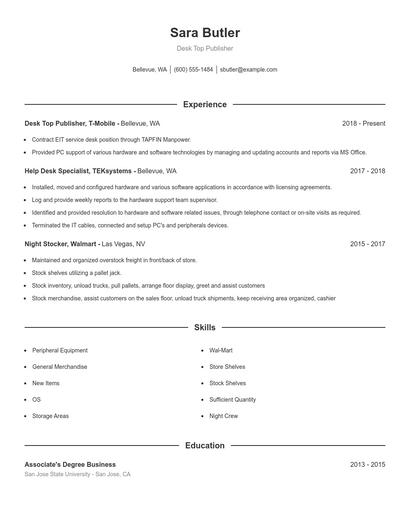 Desk Top Publisher Resume