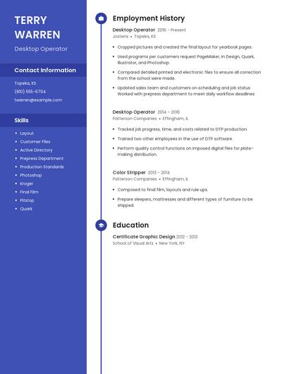 Desktop Operator Resume