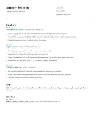 Desktop Publishing Specialist Resume