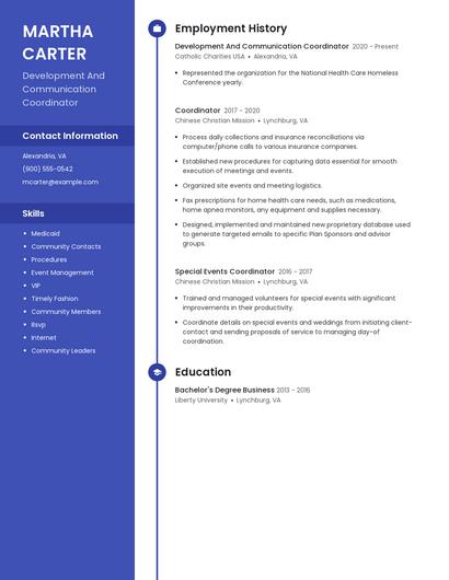 Development And Communication Coordinator Resume