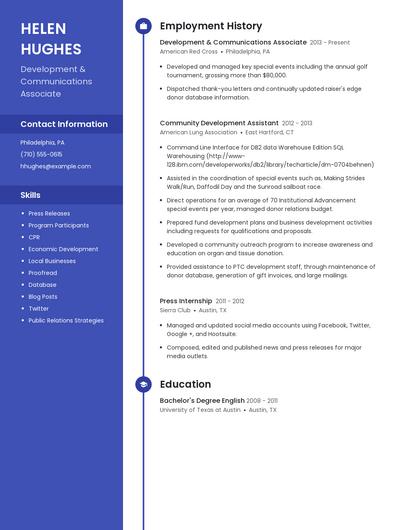 Development & Communications Associate Resume