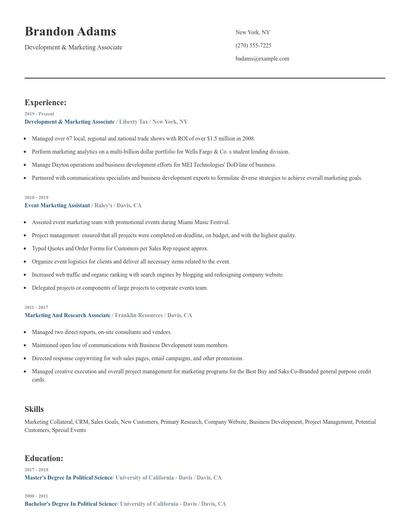 Development & Marketing Associate Resume