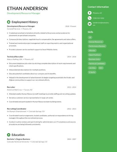 Development/Resource Manager Resume