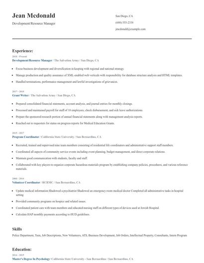 Development/Resource Manager Resume