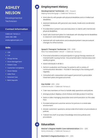 Developmental Technician Resume