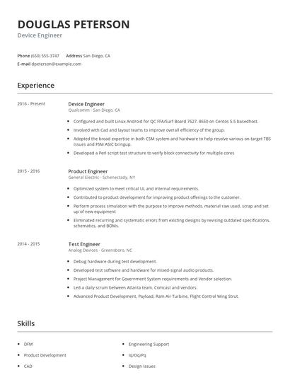 Device Engineer Resume