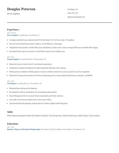 Device Engineer Resume