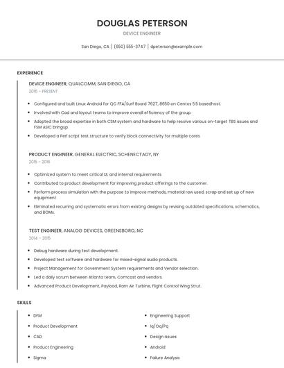 Device Engineer Resume