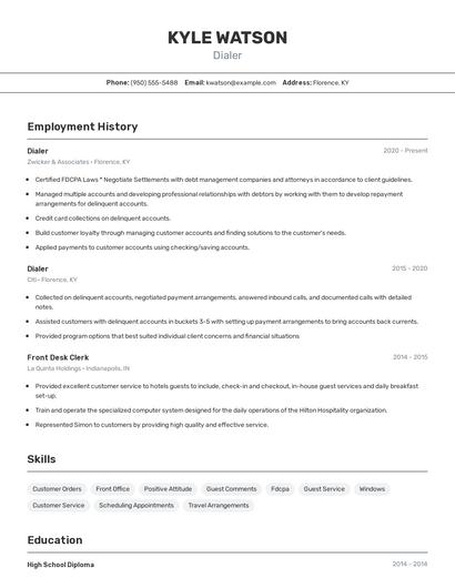 Dialer Resume