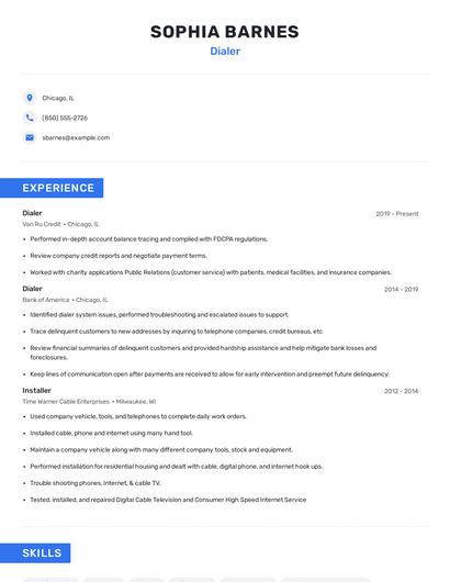 Dialer Resume