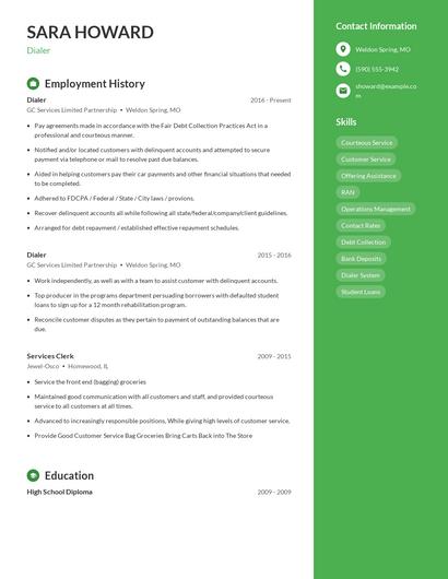 Dialer Resume