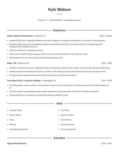 Dialer Resume