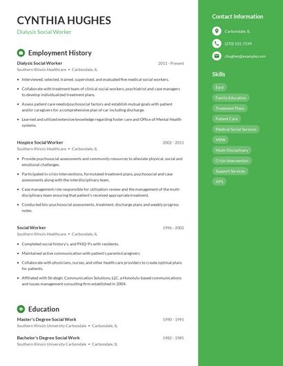 Dialysis Social Worker Resume