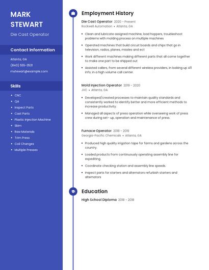 Die Cast Operator Resume