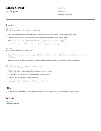 Die Cast Operator Resume