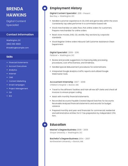 Digital Content Specialist Resume