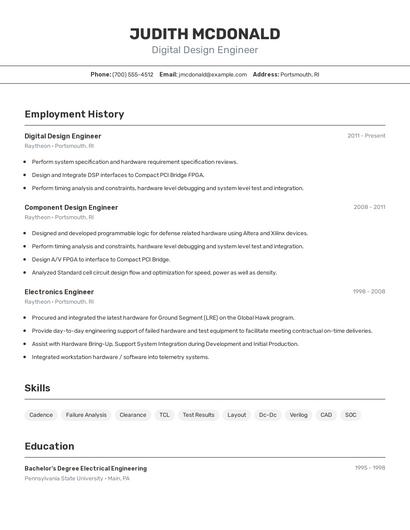 Digital Design Engineer Resume