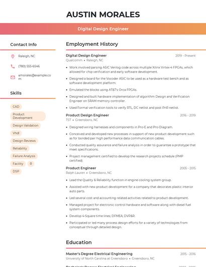 Digital Design Engineer Resume