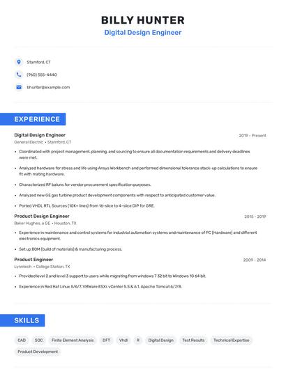 Digital Design Engineer Resume