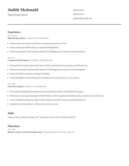 Digital Design Engineer Resume