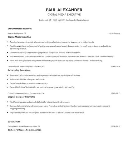 Digital Media Executive Resume