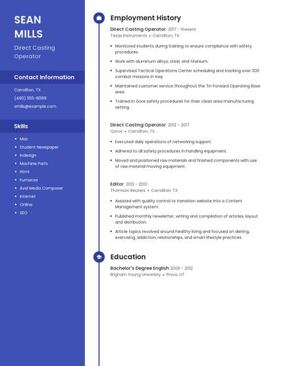 Direct Casting Operator Resume