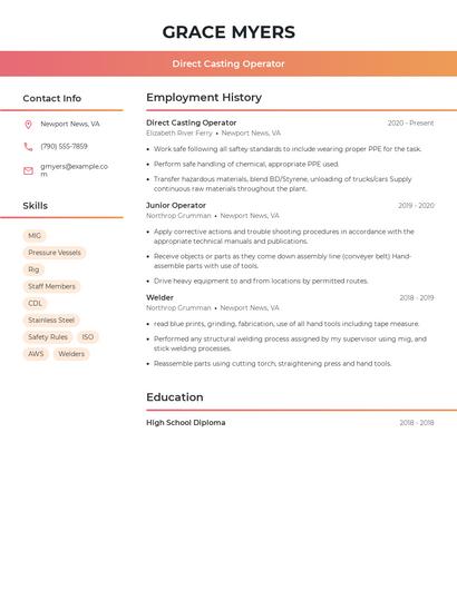 Direct Casting Operator Resume