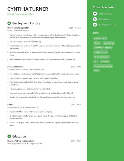 Direct Casting Operator Resume