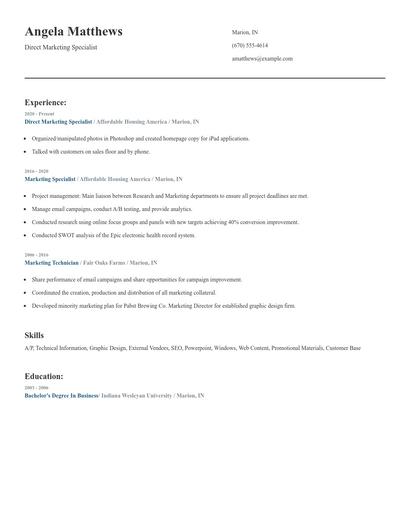 Direct Marketing Specialist Resume