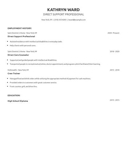 Direct Support Professional Resume