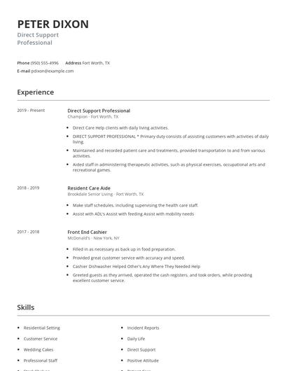 Direct Support Professional Resume