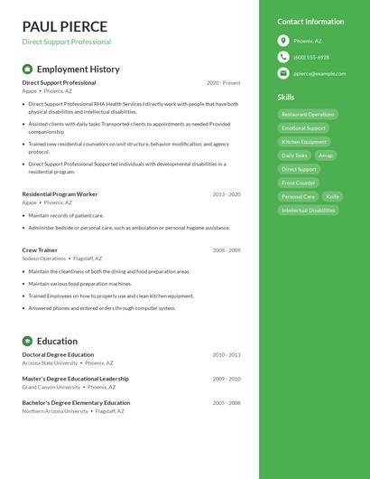 Direct Support Professional Resume