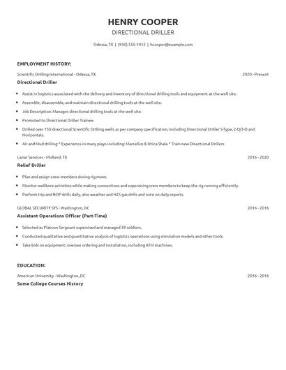 Directional Driller Resume