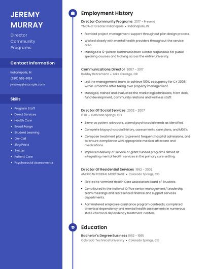 Director Community Programs Resume