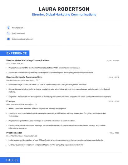 Director, Global Marketing Communications Resume